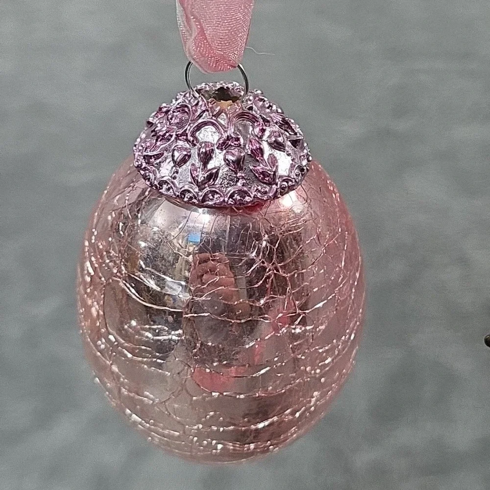 Vintage Easter Egg‎ Crackle Iridescent Glass Kugel Style - 4